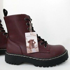 Sincerely Jules Haley Combat Boots Burgundy